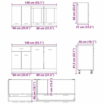 Kitchen Unit Lyon 4 pcs Smoked Oak Engineered Wood