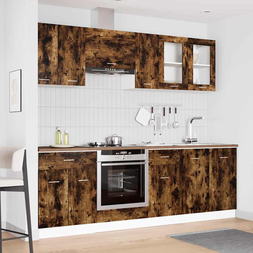 Kitchen Cabinet Set Lyon 8 pcs Smoked oak Engineered Wood