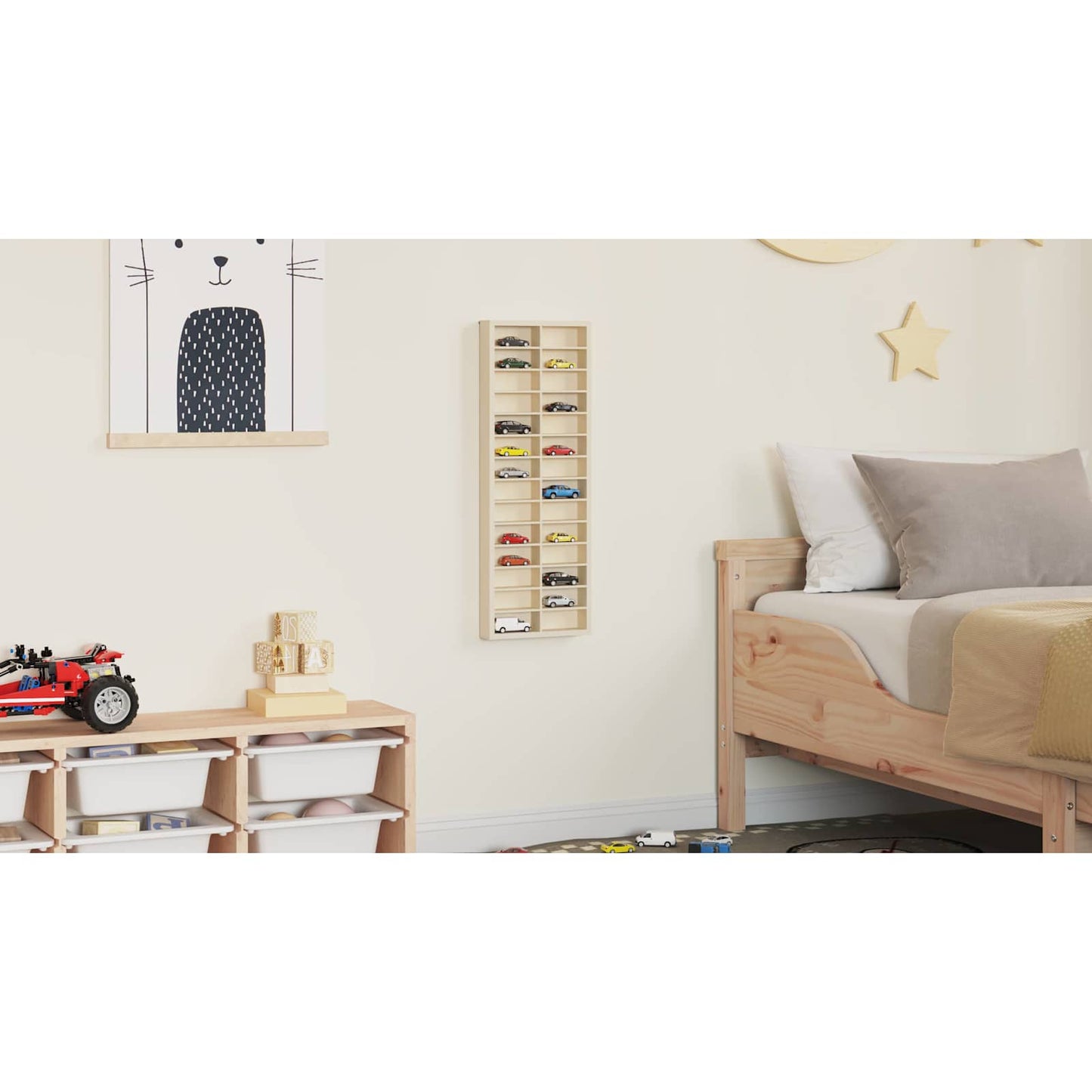 Wall Display Case Beige 21 x 4.5 x 59 cm Engineered Wood