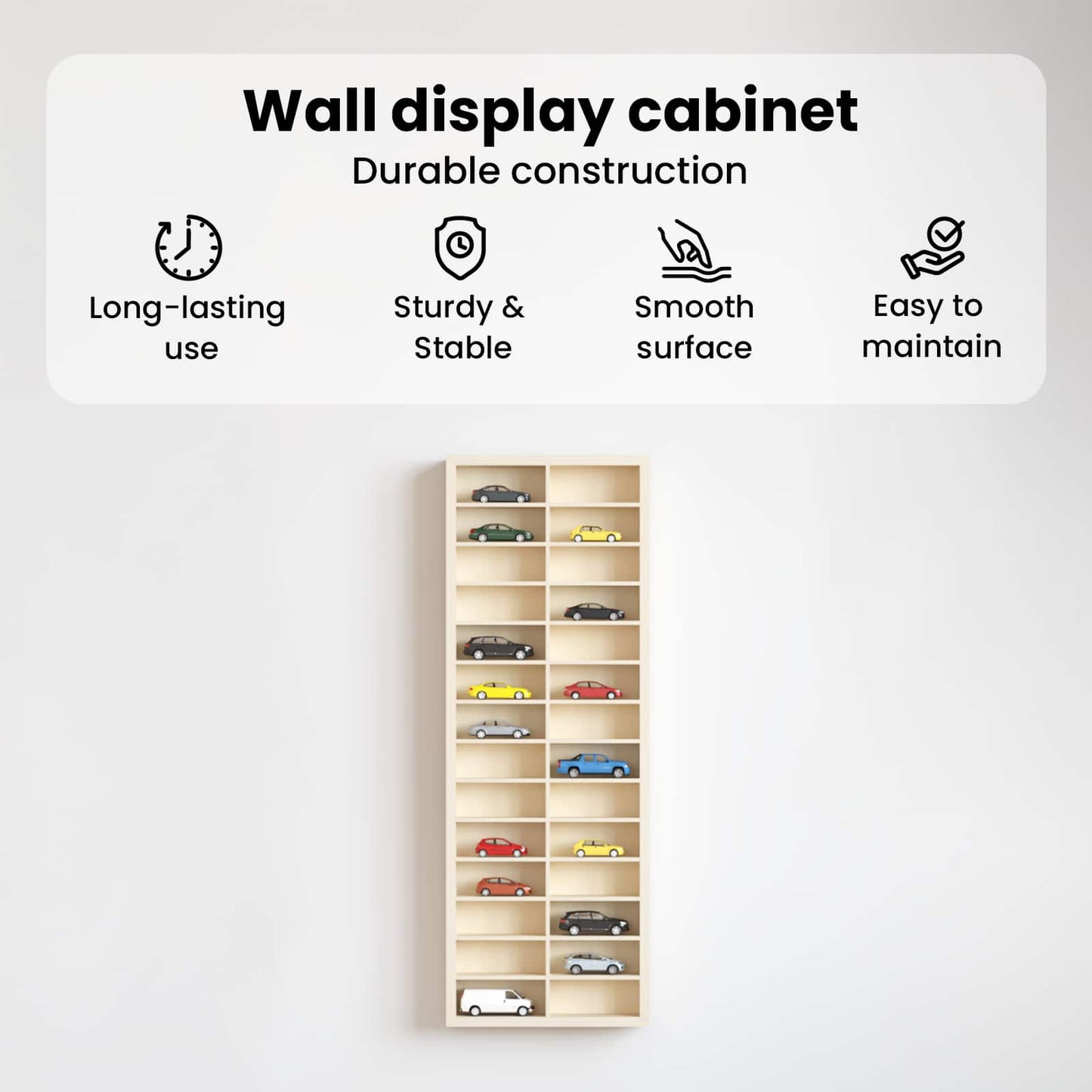 Wall Display Case Beige 21 x 4.5 x 59 cm Engineered Wood