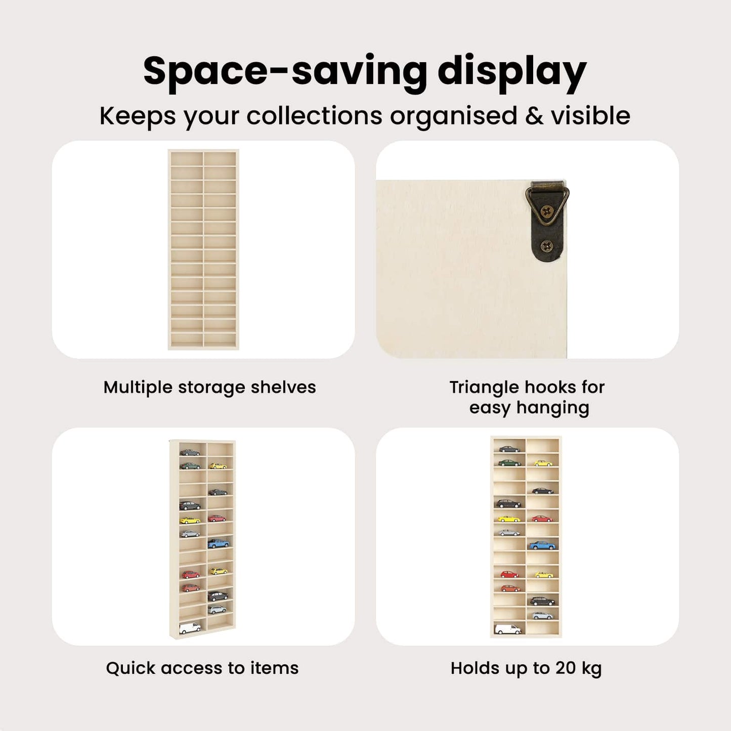 Wall Display Case Beige 21 x 4.5 x 59 cm Engineered Wood
