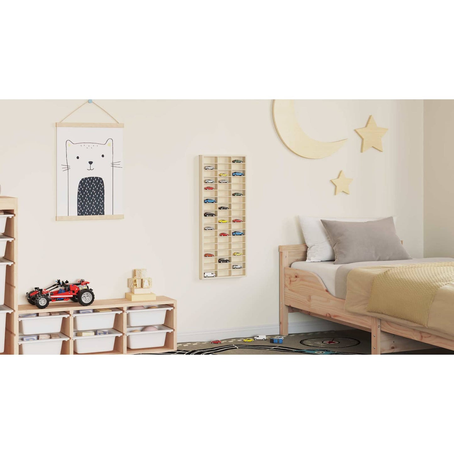 Wall Display Case Beige 30 x 4.5 x 75 cm Engineered Wood