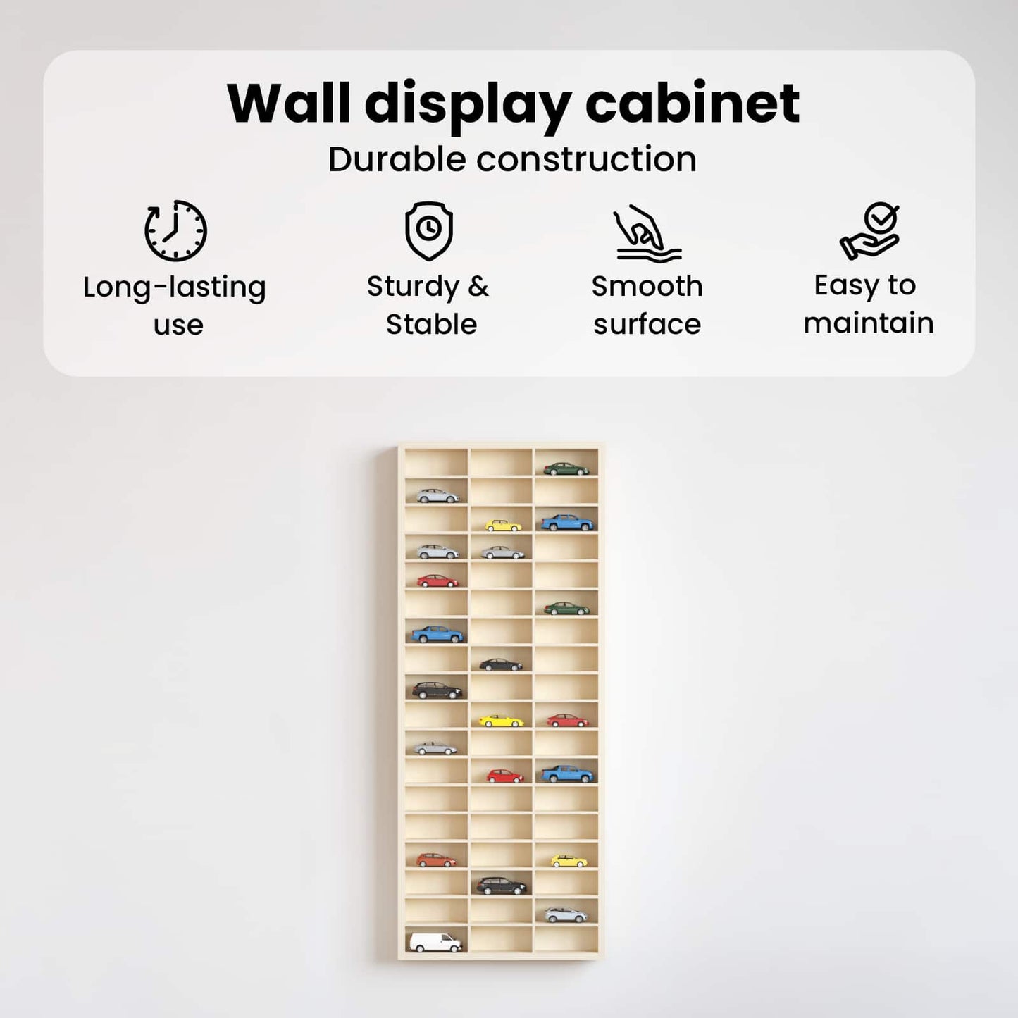 Wall Display Case Beige 30 x 4.5 x 75 cm Engineered Wood
