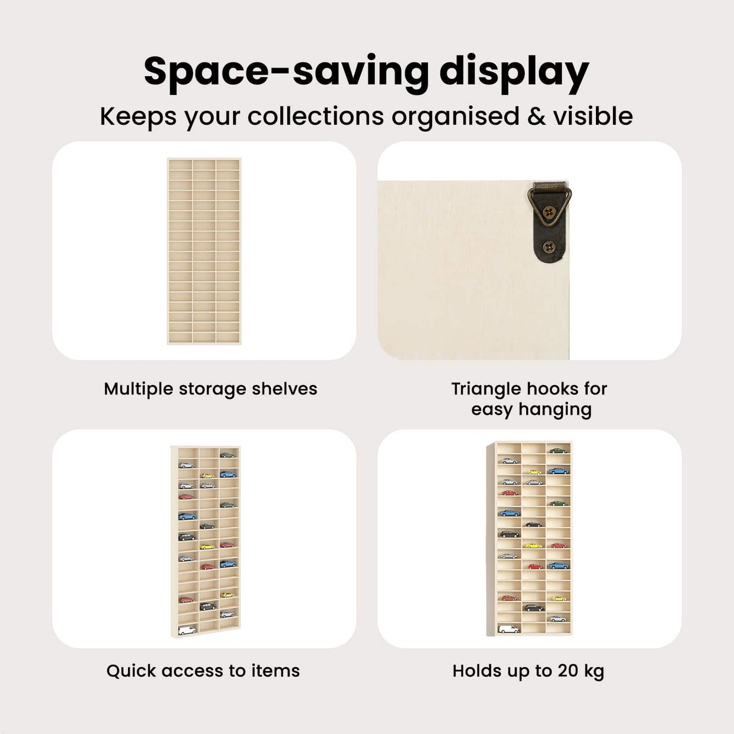 Wall Display Case Beige 30 x 4.5 x 75 cm Engineered Wood