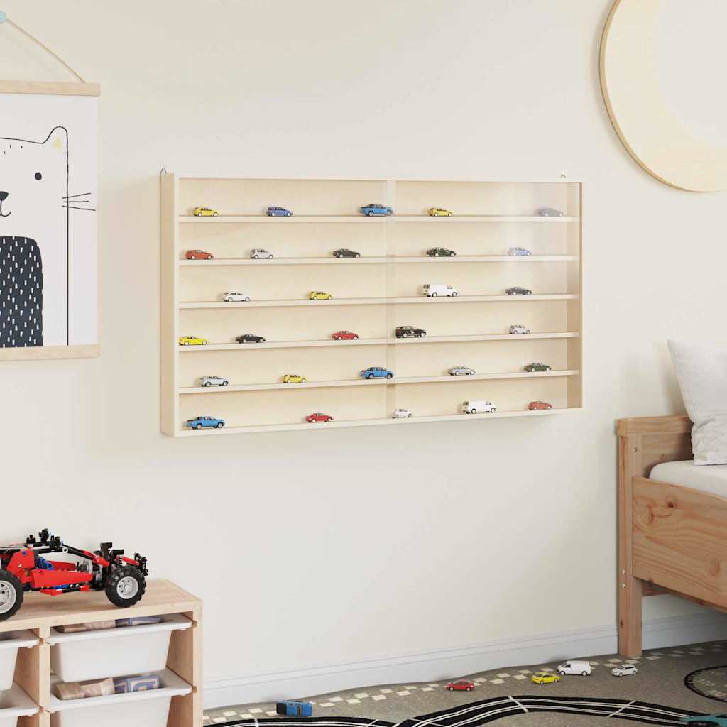 Wall Display Case with Shelf Beige 100 x 8.5 x 54 cm Plywood