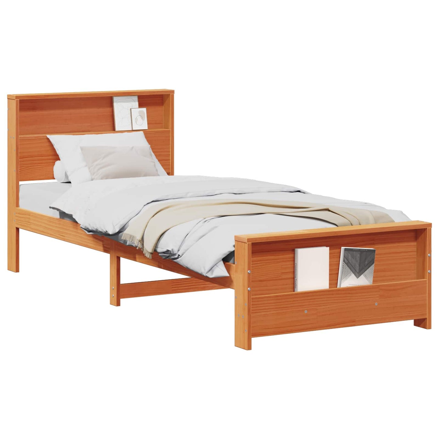 Bed Frame with Headboard Wax Brown 100 x 200 cm Engineered Wood
