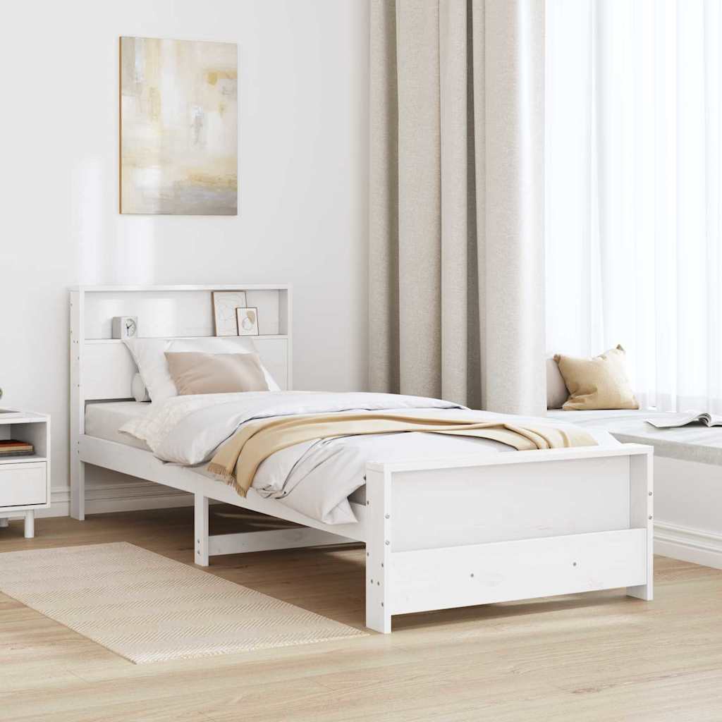 Bed Frame with Headboard White 90 x 200 cm Engineered Wood
