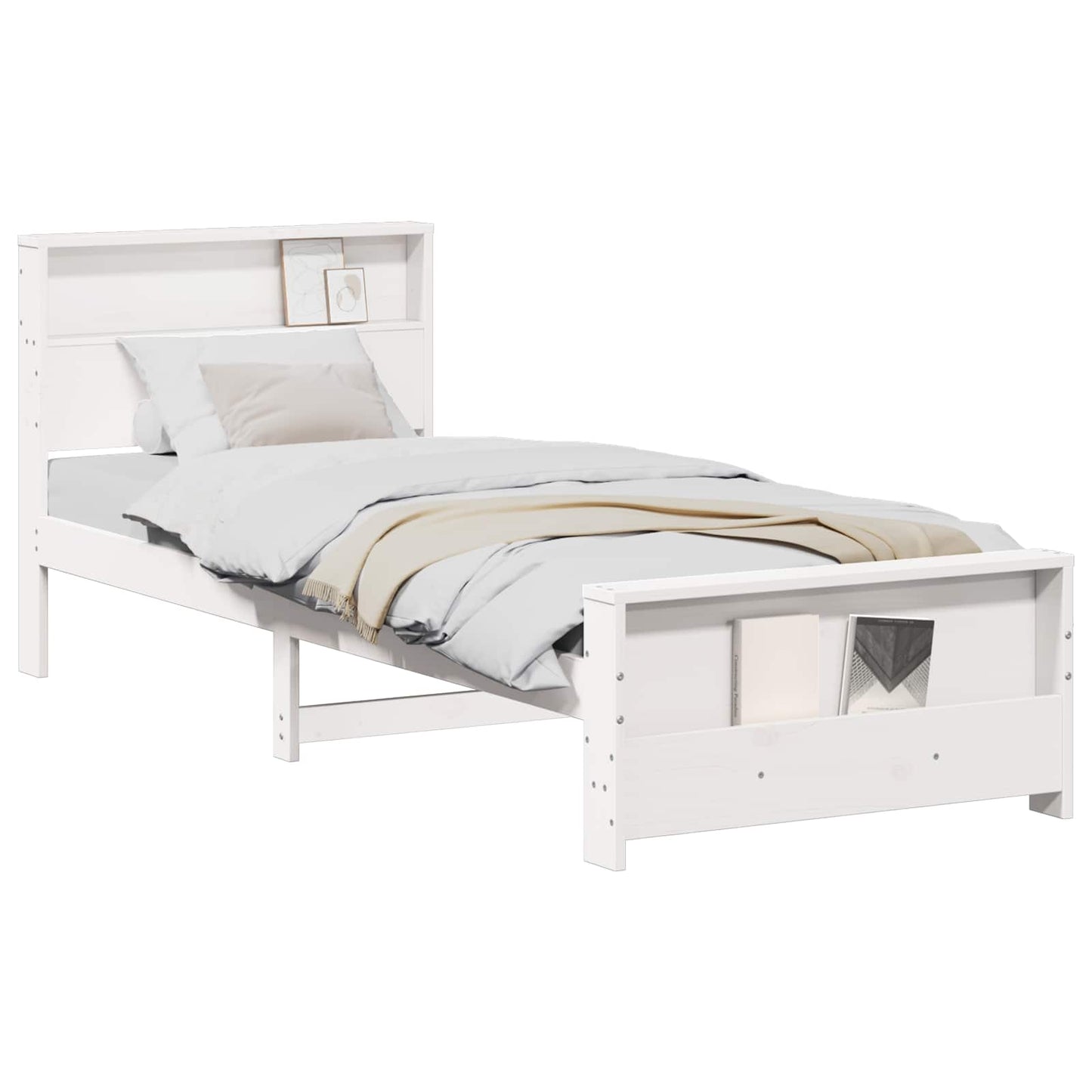 Bed Frame with Headboard White 80 x 200 cm Engineered Wood