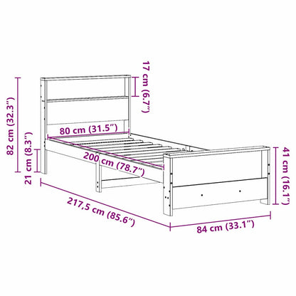 Bed Frame with Headboard White 80 x 200 cm Engineered Wood