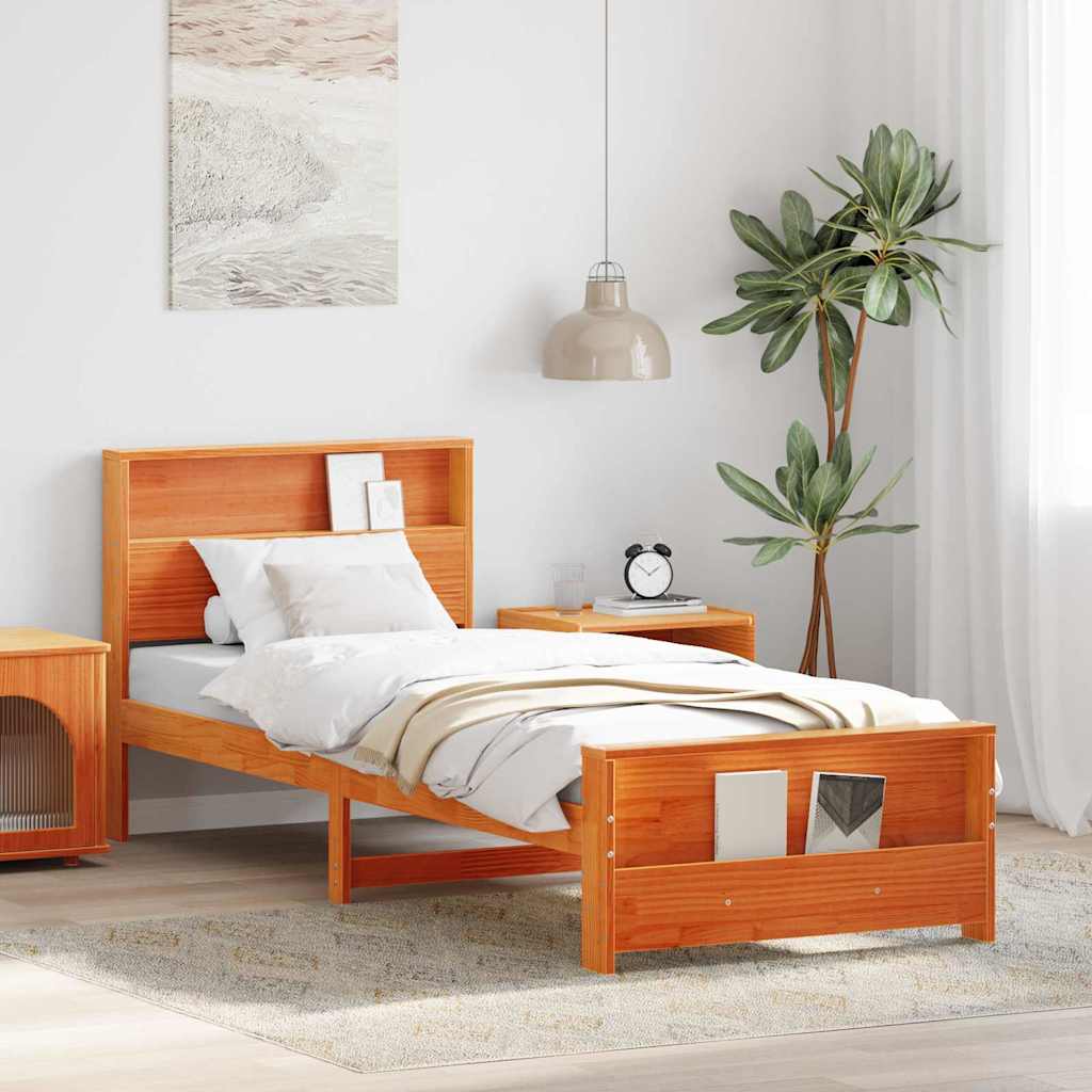 Bed Frame with Headboard Wax Brown 80 x 200 cm Engineered Wood