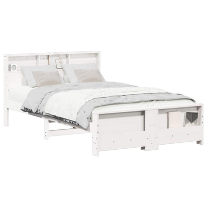 Bed Frame with Headboard White 135 x 190 cm Engineered Wood