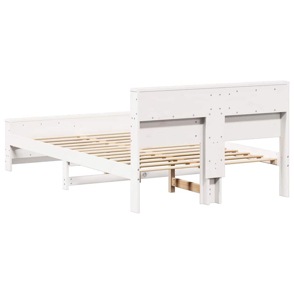 Bed Frame with Headboard White 135 x 190 cm Engineered Wood