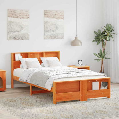Bed Frame with Headboard Wax Brown 135 x 190 cm Engineered Wood