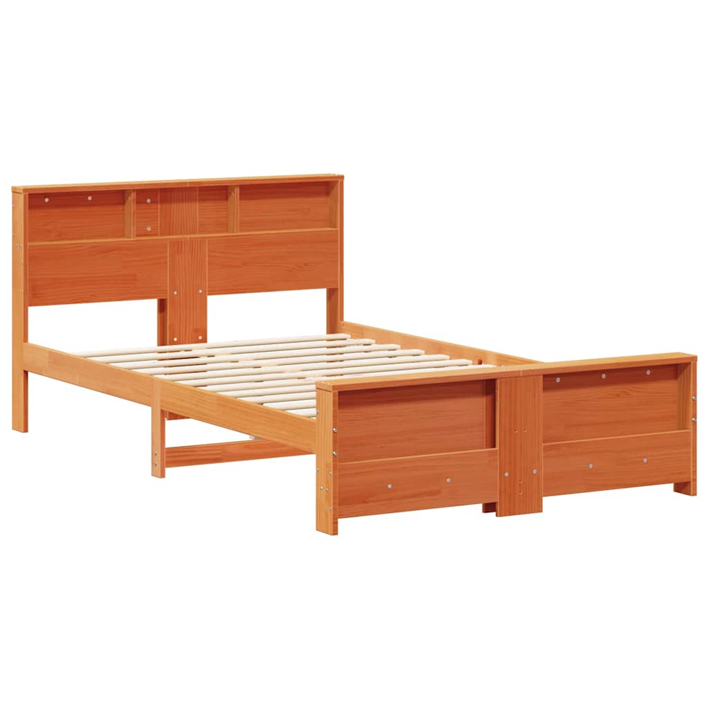 Bed Frame with Headboard Wax Brown 135 x 190 cm Engineered Wood