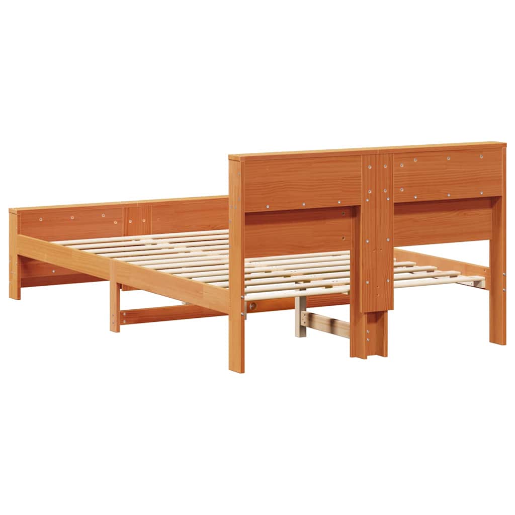 Bed Frame with Headboard Wax Brown 135 x 190 cm Engineered Wood