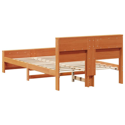 Bed Frame with Headboard Wax Brown 135 x 190 cm Engineered Wood
