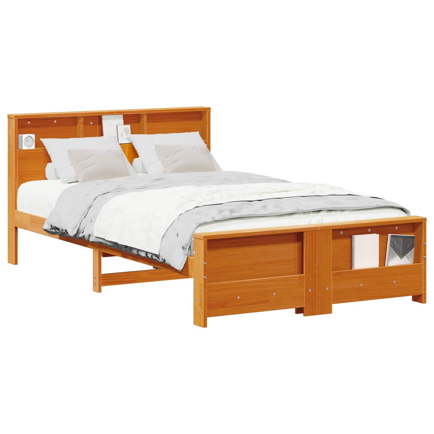 Bed Frame with Headboard Wax Brown 120 x 190 cm Engineered Wood