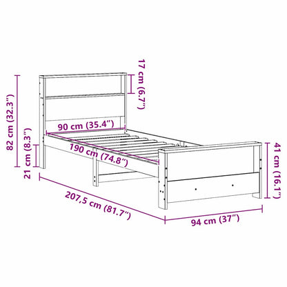 Bed Frame with Headboard White 90 x 190 cm Engineered Wood