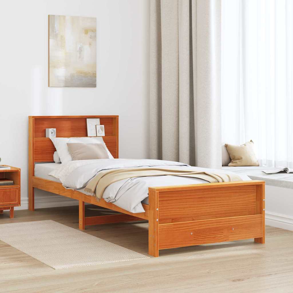 Bed Frame with Headboard Wax Brown 90 x 190 cm Engineered Wood