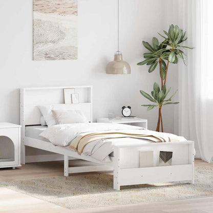 Bed Frame with Headboard White 75 x 190 cm Engineered Wood