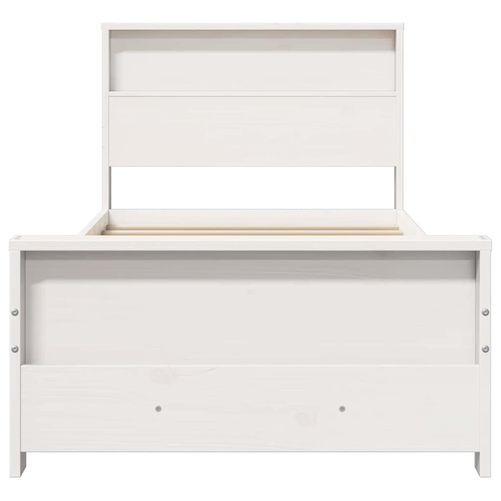 Bed Frame with Headboard White 75 x 190 cm Engineered Wood