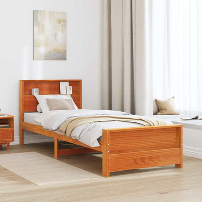 Bed Frame with Headboard Wax Brown 75 x 190 cm Engineered Wood
