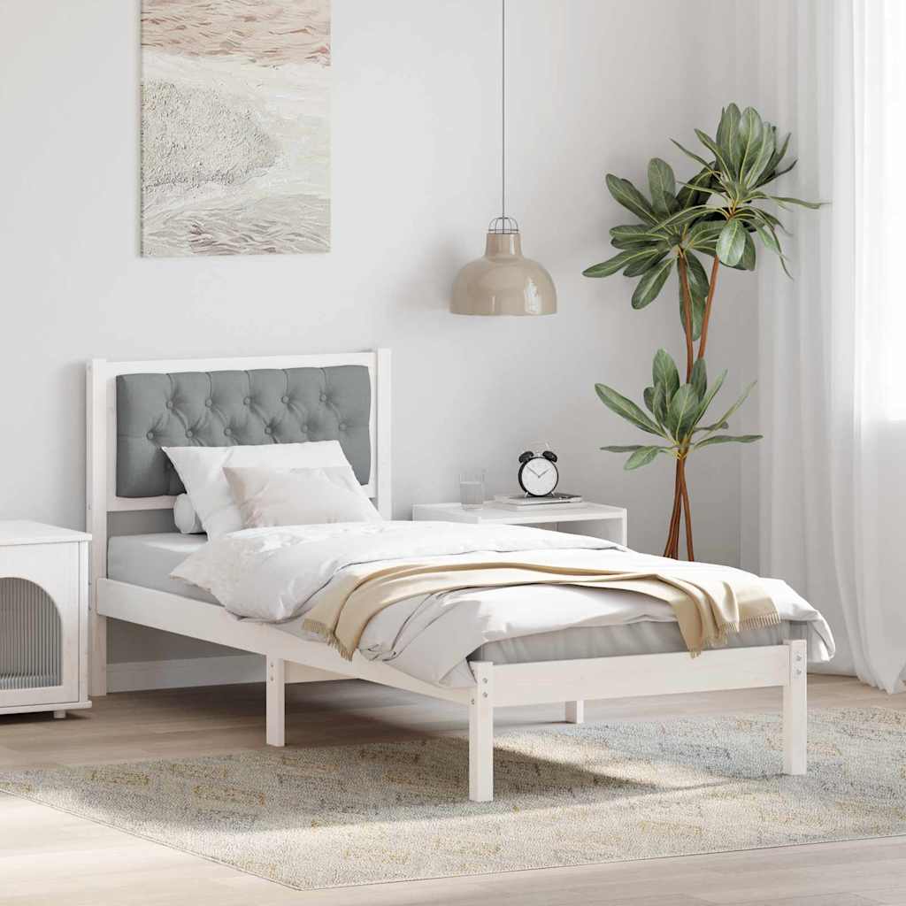 Bed Frame with Headboard Light Grey 90 x 190 cm Solid Pine Wood