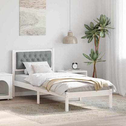 Bed Frame with Headboard Light Grey 90 x 190 cm Solid Pine Wood