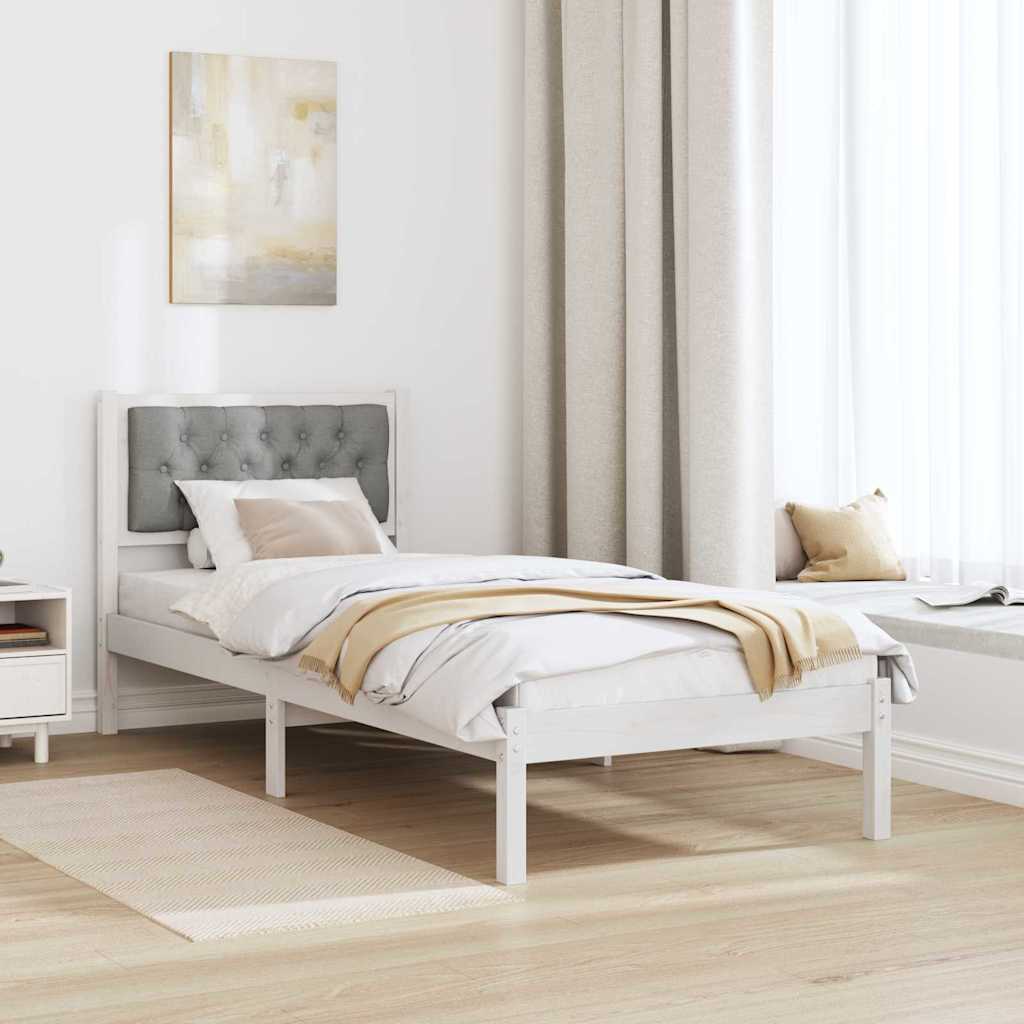 Bed Frame with Headboard Light Grey 90 x 190 cm Solid Pine Wood