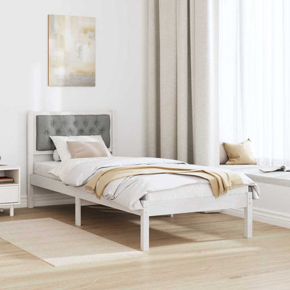 Bed Frame with Headboard Light Grey 90 x 190 cm Solid Pine Wood