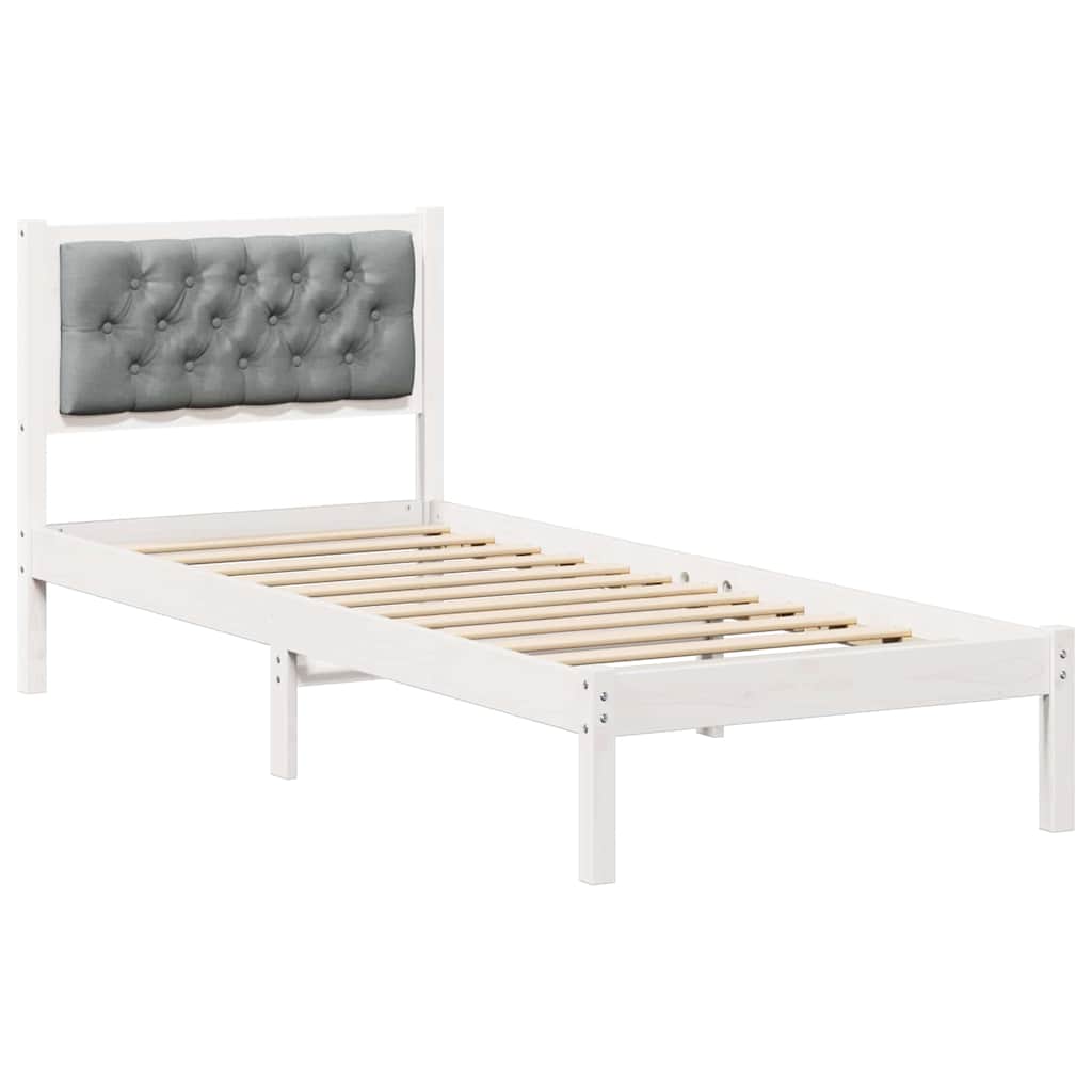 Bed Frame with Headboard Light Grey 90 x 190 cm Solid Pine Wood