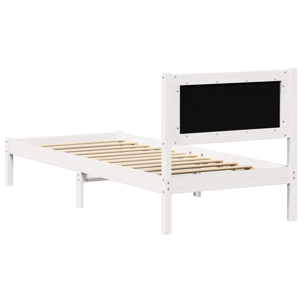 Bed Frame with Headboard Light Grey 90 x 190 cm Solid Pine Wood