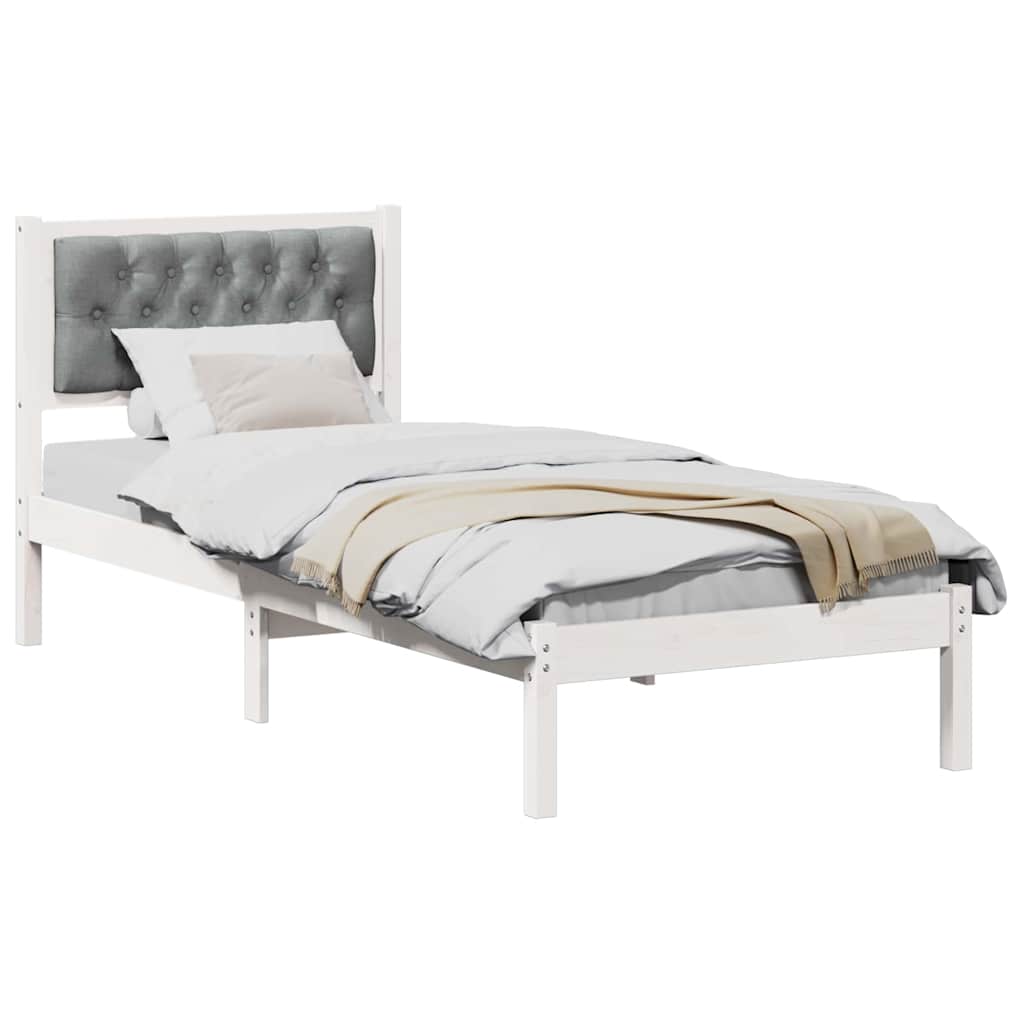 Bed Frame with Headboard Light Grey 90 x 190 cm Solid Pine Wood