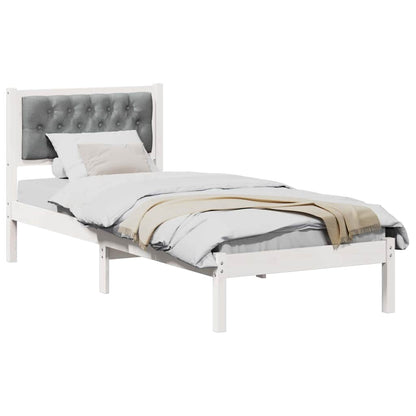 Bed Frame with Headboard Light Grey 90 x 190 cm Solid Pine Wood