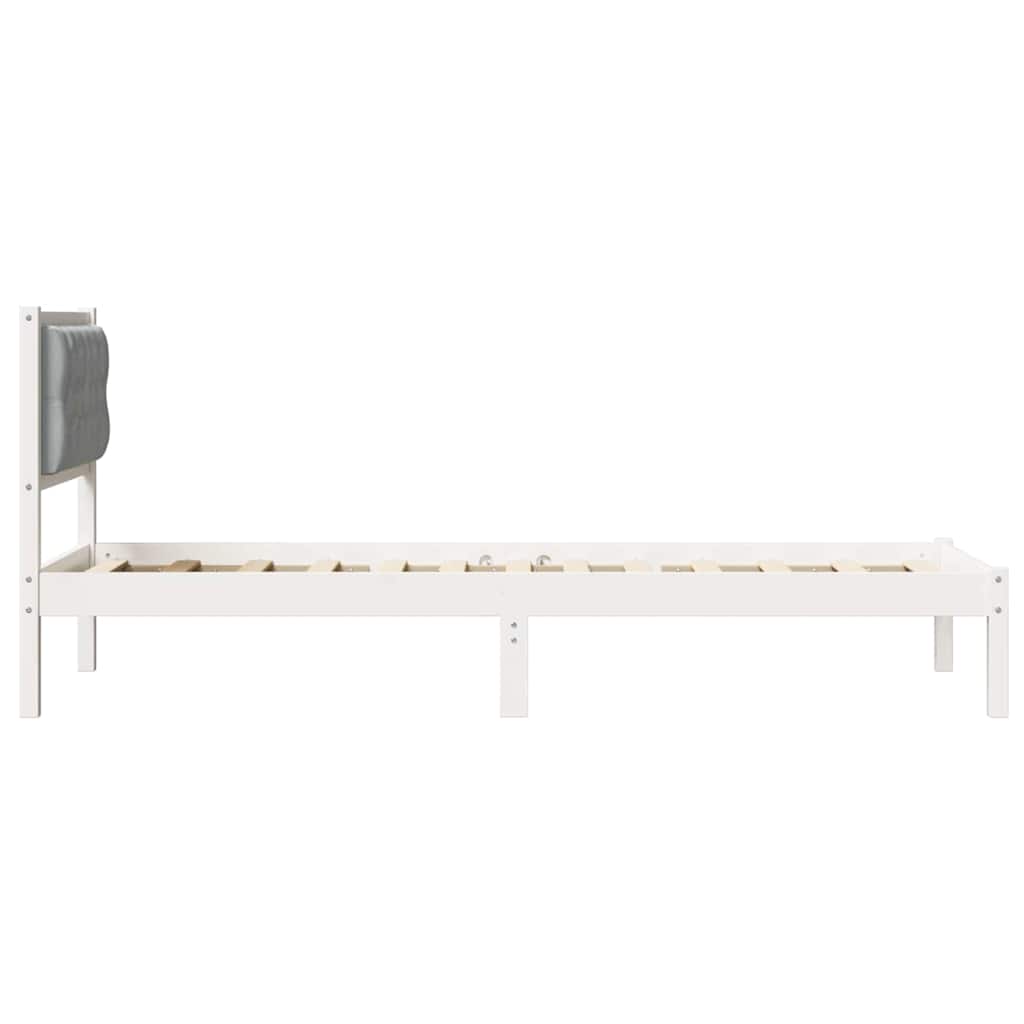 Bed Frame with Headboard Light Grey 90 x 190 cm Solid Pine Wood