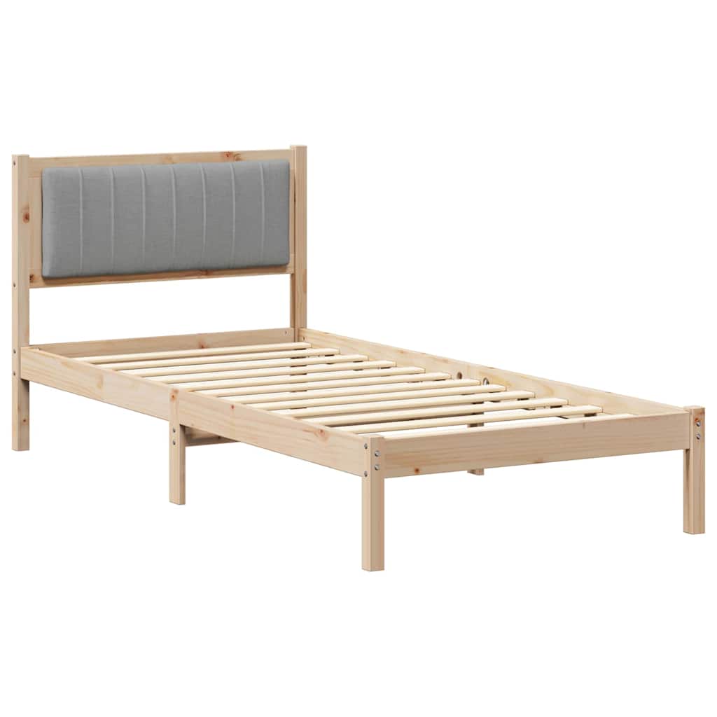 Bed Frame with Upholstered Headboard Light Grey 90 x 190 cm