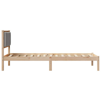 Bed Frame with Upholstered Headboard Light Grey 90 x 190 cm