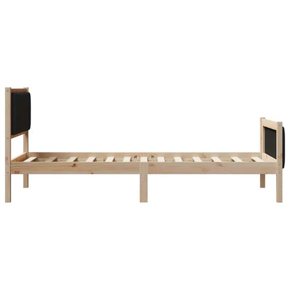 Bed frame Brown and black 90 x 200 cm Solid pine wood