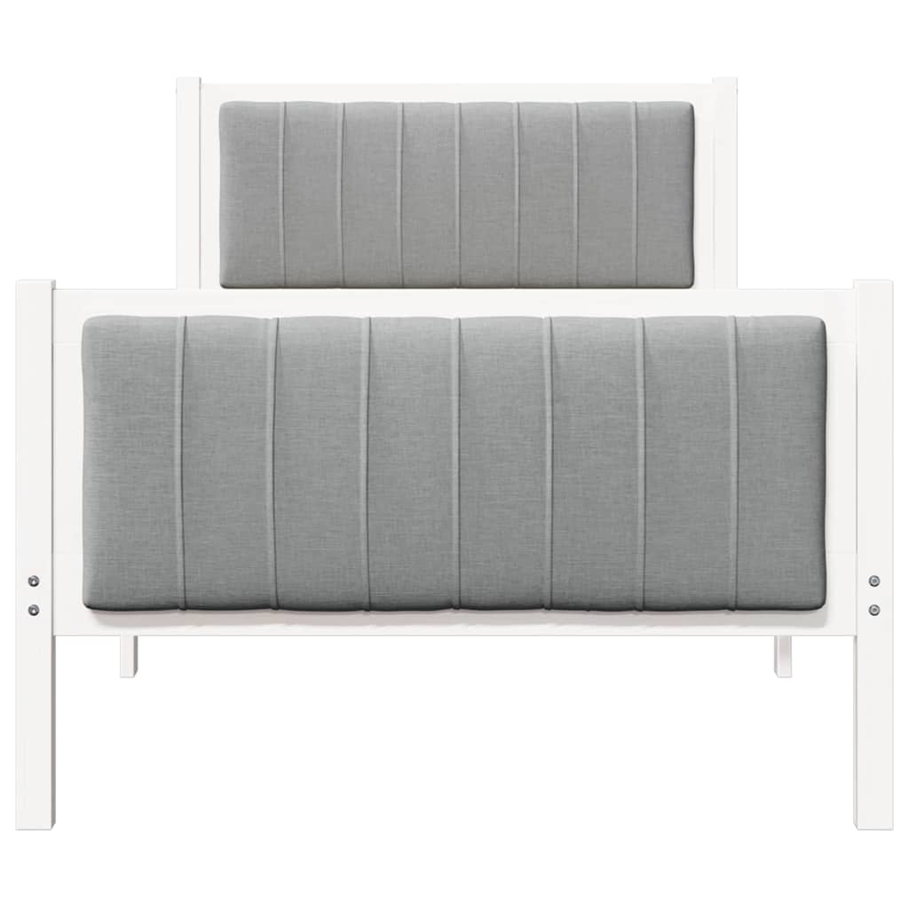 Bed frame White and light grey 90 x 200 cm Solid pine wood