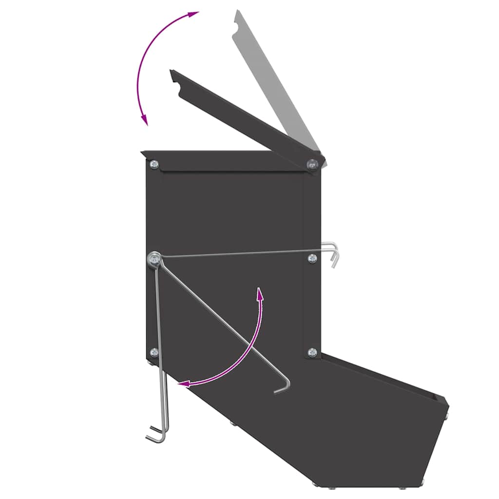 Rabbit Feeder Black 12.5 x 26 x 28.5 cm Cold-Rolled Steel