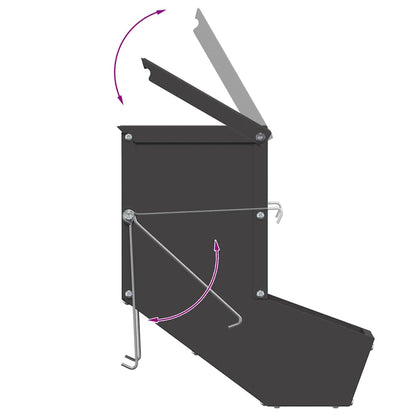 Rabbit Feeder Black 17.5 x 26 x 28.5 cm Cold-Rolled Steel