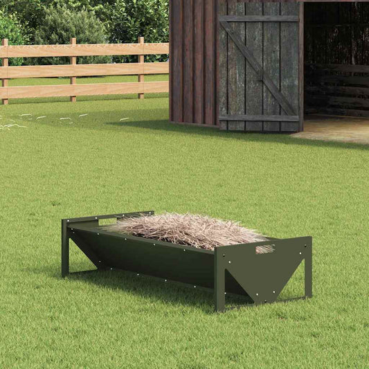 Livestock Feeding Trough Olive Green 108 x 50 x 28 cm 10 kg