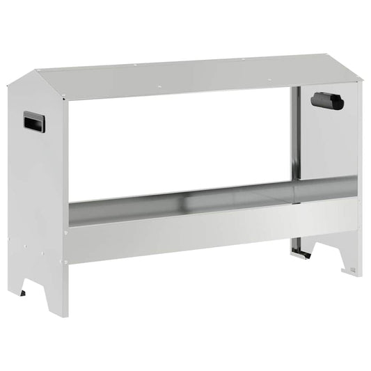 Chicken Feeding Trough Silver 81 x 32 x 53.5 cm