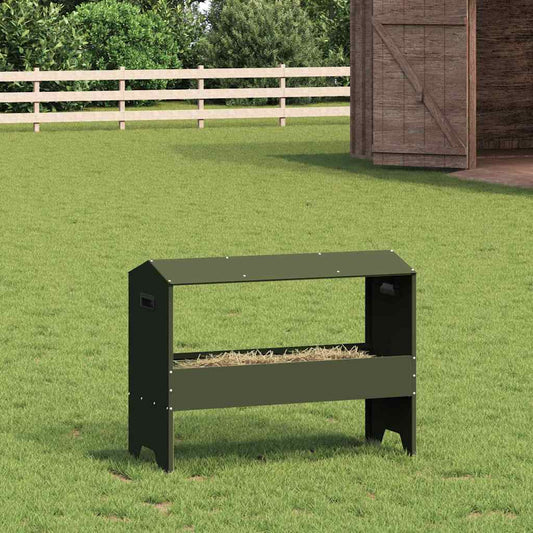 Livestock Feeding Trough Olive Green 79 x 35 x 62 cm 15 kg