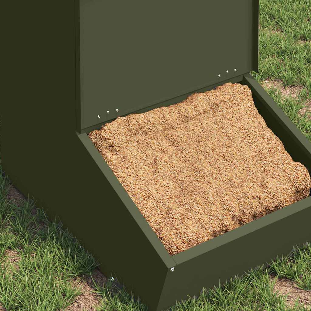 Pig Feeder Olive Green 55 x 38 x 76 cm Cold-Rolled Steel