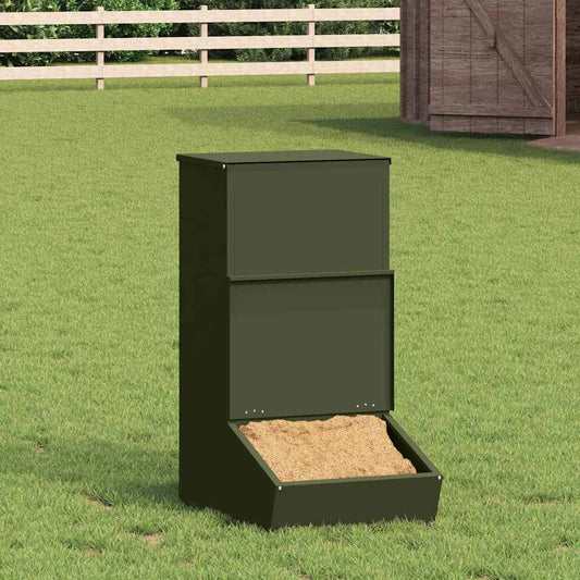 Pig Feeder Olive Green 55 x 38 x 76 cm 20 kg Cold-Rolled Steel