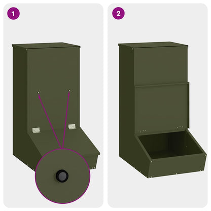Pig Feeder Olive Green 55 x 38 x 76 cm Cold-Rolled Steel