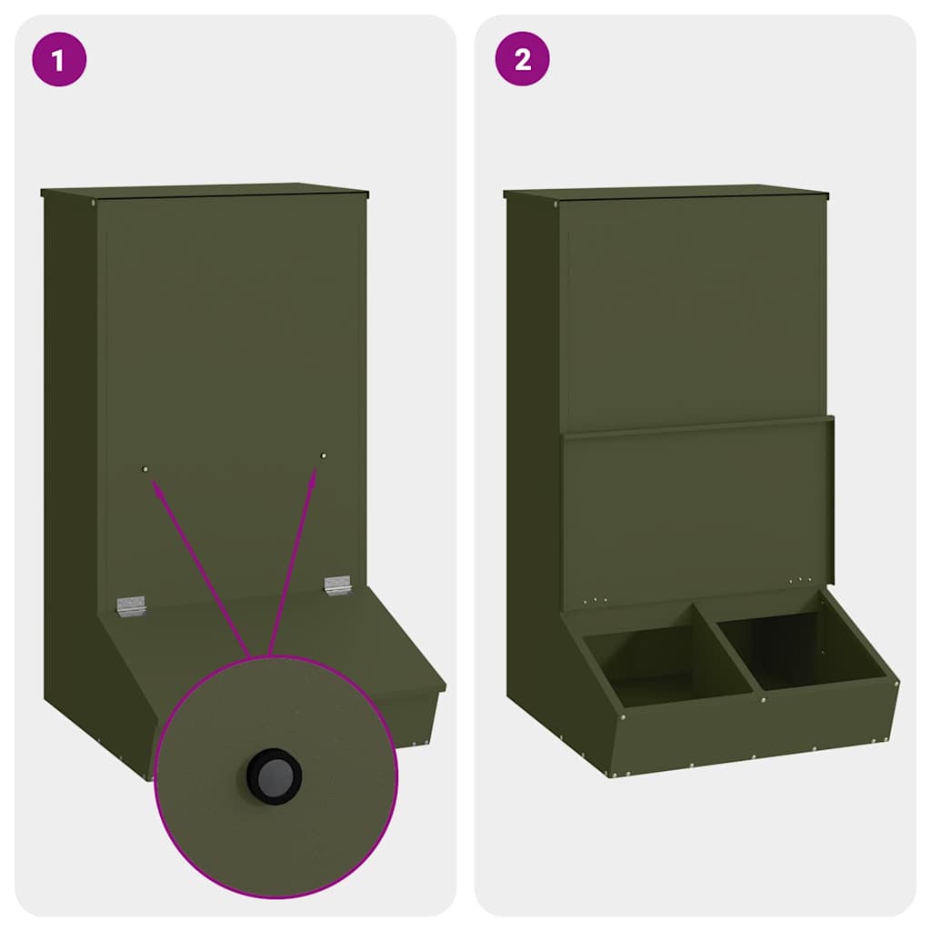 Pig Feeder Olive Green 55 x 51 x 91.5 cm Cold-Rolled Steel