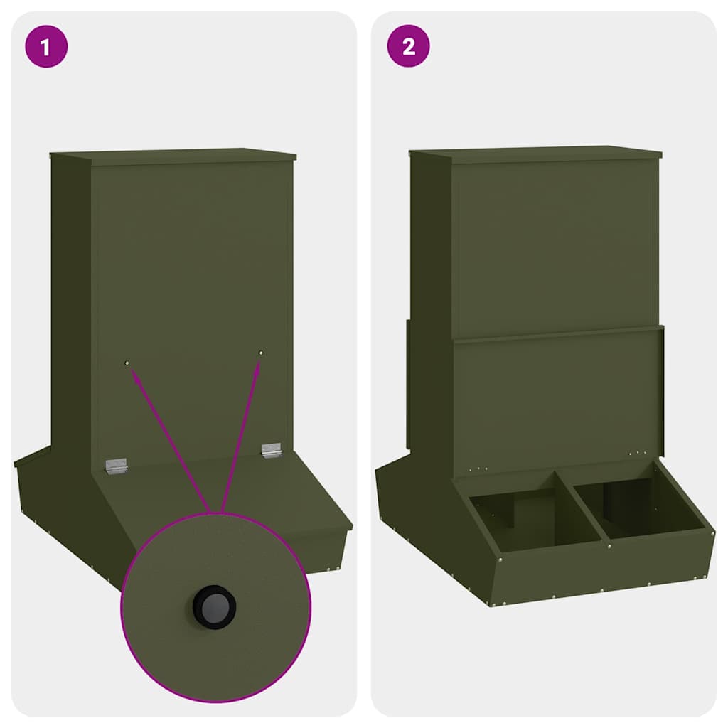 Pig Feeder Olive Green 82 x 51 x 91.5 cm Cold-Rolled Steel