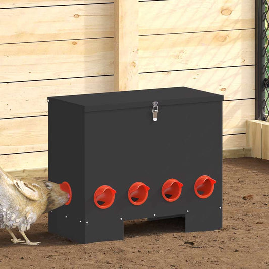 Chicken Feeder Black 60.5 x 29 x 51 cm 25 kg Cold-Rolled Steel